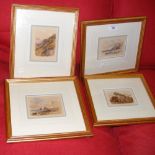 Selection of four miniature watercolours - coastal and other scenes