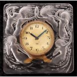 R. LALIQUE, FRANCE A fine Naiades opalescent moulded glass Strut Clock model no. 764 introduced 1926