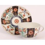 A First Period Worcester Polychrome TEA CUP and SAUCER with colourful flower spray decoration in the