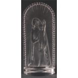 A Lalique France Madonna With Child/Jesus Frosted Crystal FIGURAL PLAQUE 20cm high Signed