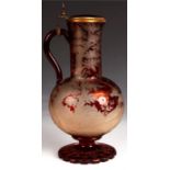 A good 19th Century Bohemian flashed Ruby Glass bulbous CLARET JUG with petal-shaped foot, tall neck