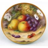 ALBERT SHUCK A ROYAL WORCESTER SHALLOW FOOTED BOWL the ogee moulded body with green exterior and