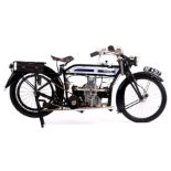 A RARE VINTAGE 1920 DOUGLAS 4HP 600cc MOTORCYCLE in beautiful concourse condition featuring a full