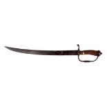 A 17th CENTURY ENGLISH HUNTING HANGER with curved steel single edged blade leading to steel hilt and