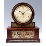 WEBSTER LONDON A LATE REGENCY BRASS INLAID ROSEWOOD DRUM-HEAD BRACKET CLOCK ON STAND with platform