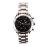 A GENTLEMAN'S STEEL OMEGA SPEEDMASTER CHRONOGRAPH AUTOMATIC WRISTWATCH on original steel bracelet