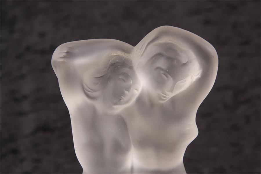 A LALIQUE FROSTED GLASS MODEL OF PAN AND DIANA, signed Lalique (R) France 14cm high. - Image 3 of 8