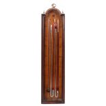 BAPTIST RONCHETTI & Co FECIT A GEORGE III MAHOGANY MULTIPLE-TUBE BAROMETER the glazed break-arch