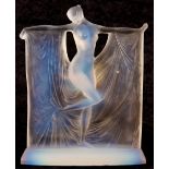 R LALIQUE, AN OPALESCENT SUZANNE STATUETTE depicting a young nude lady in a stylised pose with a