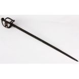 AN 18th CENTURY BASKET HILTED BACKSWORD the steel single edged blade with double fuller leading to