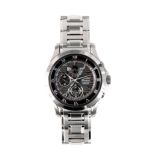 A GENTLEMANS SEIKO CHRONOGRAPH PERPETUAL WRISTWATCH on steel strap having black dial with subsidiary