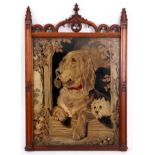 AFTER LANDSEER 19TH CENTURY EMBROIDERED WOOL WORK TAPESTRY PANEL depicting a hound and small terrier