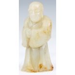 A CHINESE 18th CENTURY JADE PENDANT carved as a standing man 7cm high.