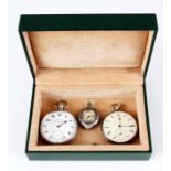 THREE SILVER POCKET WATCHES to include a top winding watch by RECORD with Swiss jeweled movement: