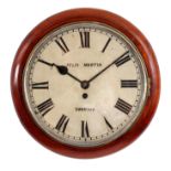 FELIX MARTIN SWANSEA A LATE 19TH CENTURY MAHOGANY WALL CLOCK with 12" painted dial fronting an 8 day