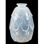 R. LALIQUE, OPALESCENT PERLES VASE decorated with draping pearls 12cm high - signed with impressed