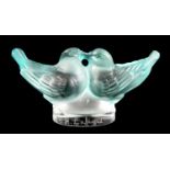 R. LALIQUE, DEUX COLOMBES (DOVES) GREEN STAINED SEAL (CACHET) 7.5cm wide 4cm high - signed R.Lalique