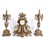 LE ROI, PARIS A LARGE AND IMPRESSIVE LATE 19TH CENTURY FRENCH ORMOLU CLOCK GARNITURE the case with