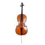 AN ANTIQUE CELLO length of back measures 76cm, overall length is 122cm