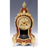 A SMALL LATE 19th CENTURY FRENCH BOULLE WORK TORTOISESHELL MANTEL CLOCK the balloon shaped case