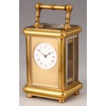 HENRY JACOT No. 5387 A LATE 19TH CENTURY FRENCH MINIATURE CARRIAGE CLOCK the moulded gilt brass case