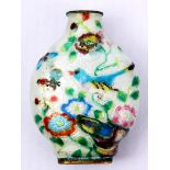 A 19TH CENTURY CHINESE ENAMEL SNUFF BOTTLE with a white ground and enamelled with brightly