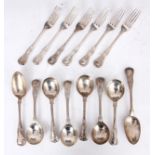 A PART SET OF SILVER KING PATTERN FLATWARE comprising of six spoons and six forks, total weight app.