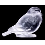 R. LALIQUE, A FROSTED GLASS PAPERWEIGHT OF A SEATED SPARROW, signed with stencil R.LALIQUE, France