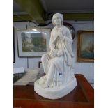 Late 19thC Parian figure of a young woman possibly Minton, 36cm in height