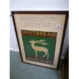 Original Whitbread White Hart design by Vena Chalker framed