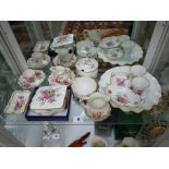 Collection of Royal Crown Derby Rose decorated Tea and tableware inc .Sucrier, trinket dishes etc.