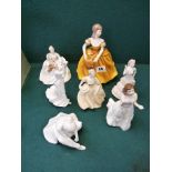 Collection of Coalport & Royal Doulton figurines to include Moments Ballerina, 'Thinking of You', '