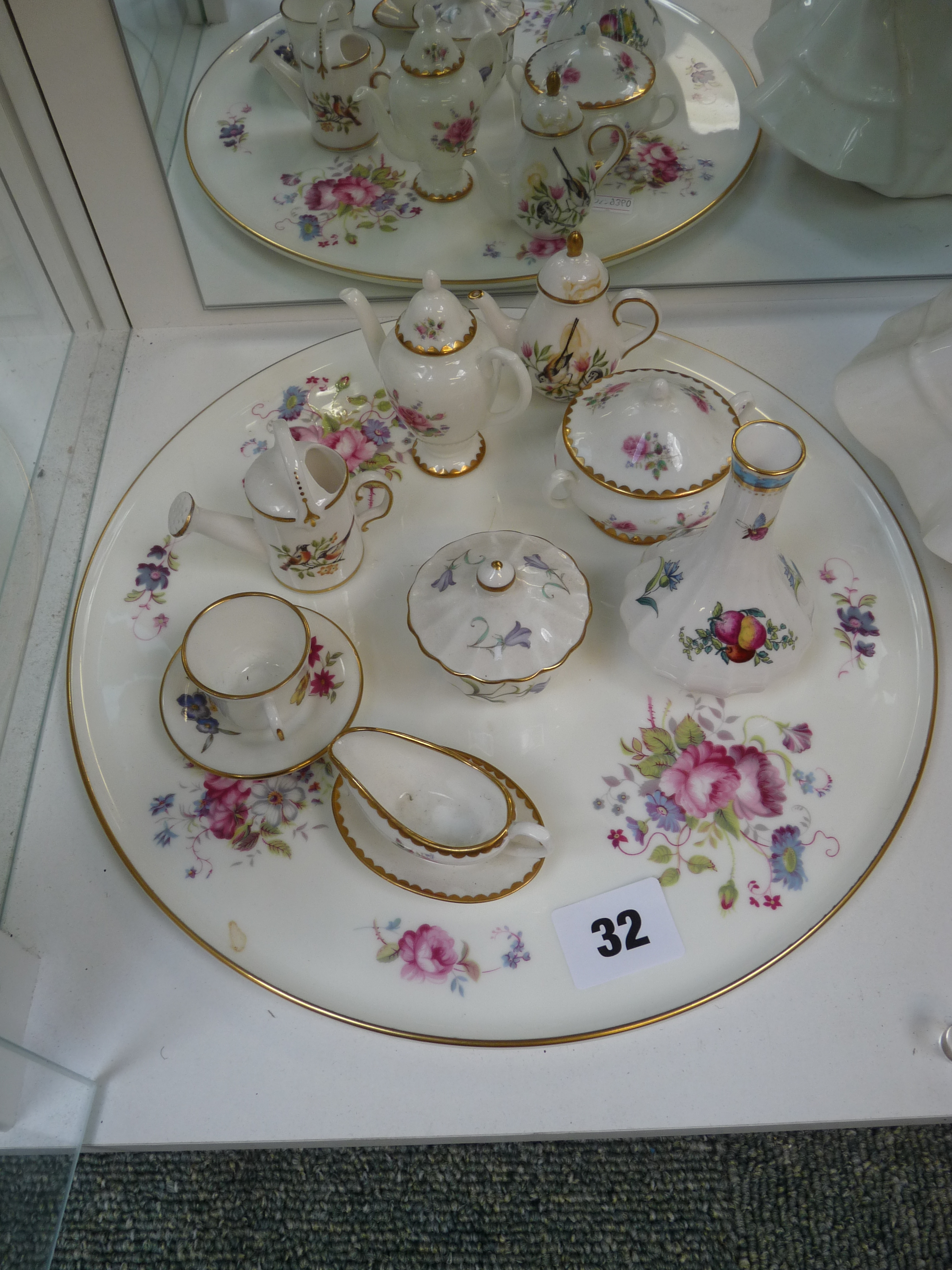 Coalport Shrewsbury pattern tea plate and a collection of miniature Coalport, Spode and Royal