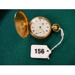 Thomas Russell & Sons of Liverpool Hunter pocket watch with enamel roman dial