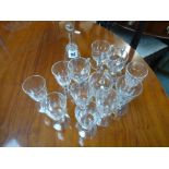 Set of 8 Early 19thC Panelled Sherry glasses with bladed knops, 4 Panelled Jelly glasses & a