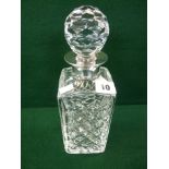 Good Quality 20thC Cut Crystal Decanter with Silver rim celebrating the bicentenary of Birmingham