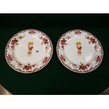 Pair of Royal Tuscan Plates Transfer printed with Jesus College crest, 25.5cm in Diameter