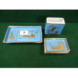 Dresden 20thC smokers set comprising of 4 dishes and match holder fitted on tray decorated with