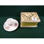 Art Deco Susie Cooper lidded cigarette box with silvered floral decoration and a Shelley floral