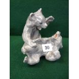 1920s Royal Copenhagen fighting Bear Cubs in grey Colourway marked 1223, 13.5cm in height