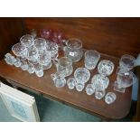 Collection of Georgian and later glassware inc. Pair of Vine etched panelled glasses, Pair of