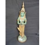 Cast Bronze Asian Deity figure with applied gilded detail, 49cm in Height