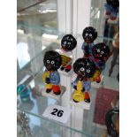 Set of 5 Wade Golly Musicians with Black, Blue and Red Painting, 6.5cm in Height