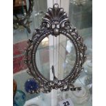 Good Quality Silver plated foliate oval picture frame with numeral markings to reverse, 22cm in