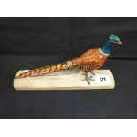 Beswick model of Pheasant on rectangular base with gloss finish, stamped 1774 to base, 12cm in