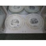 Six Wedgwood Outlines of Grandeur Laurence Whistler cabinet plates depicting Clifton Suspension