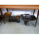 Libra Scale Co Kitchen scales and assorted brass weights and another Cast Iron scales and weights