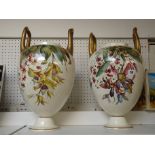 Pair of impressive Wedgwood Ovoid vases with Orchid and butterfly decoration below upstretched