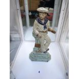 Vintage Cast Iron Britain's Pride cold painted Sailor doorstop, 28cm in height, Condition - Some