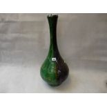 Large European green glazed onion shaped vase with incised decoration, 60cm in Height